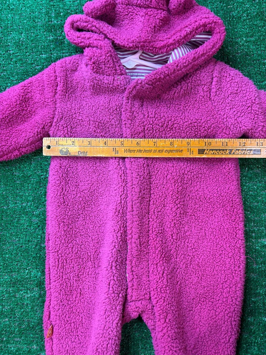 Magnificent Baby Fleece Pram Size 6m Pink Bear Ears Footed Romper Snowsuit 14