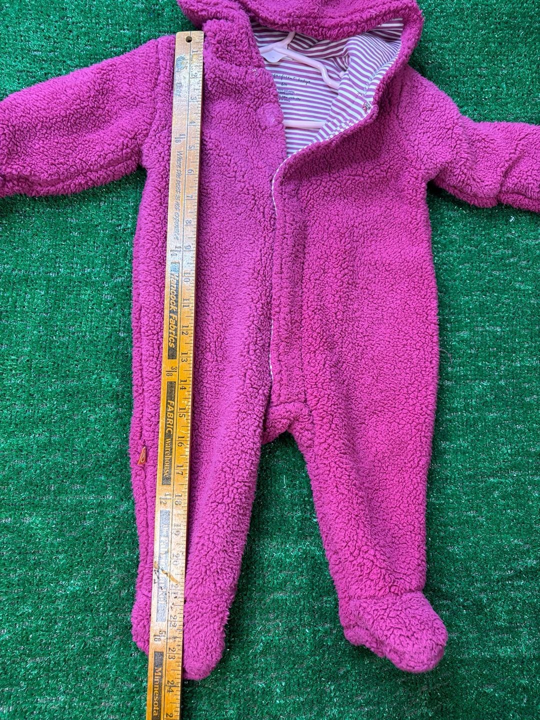 Magnificent Baby Fleece Pram Size 6m Pink Bear Ears Footed Romper Snowsuit 15