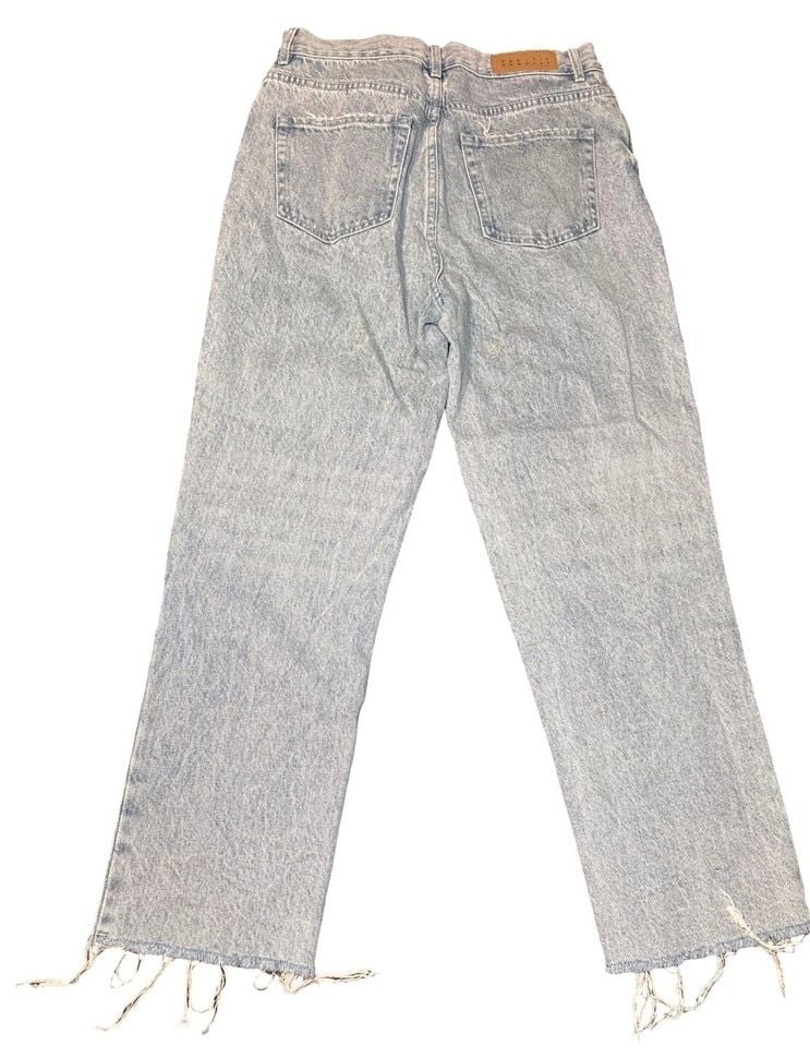 PacSun Women’s Light Wash Distressed Ripped High Rise Straight Leg Jeans 28x25 6