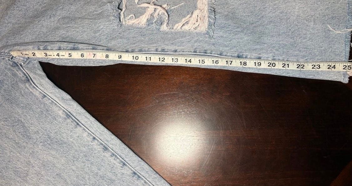 PacSun Women’s Light Wash Distressed Ripped High Rise Straight Leg Jeans 28x25 7