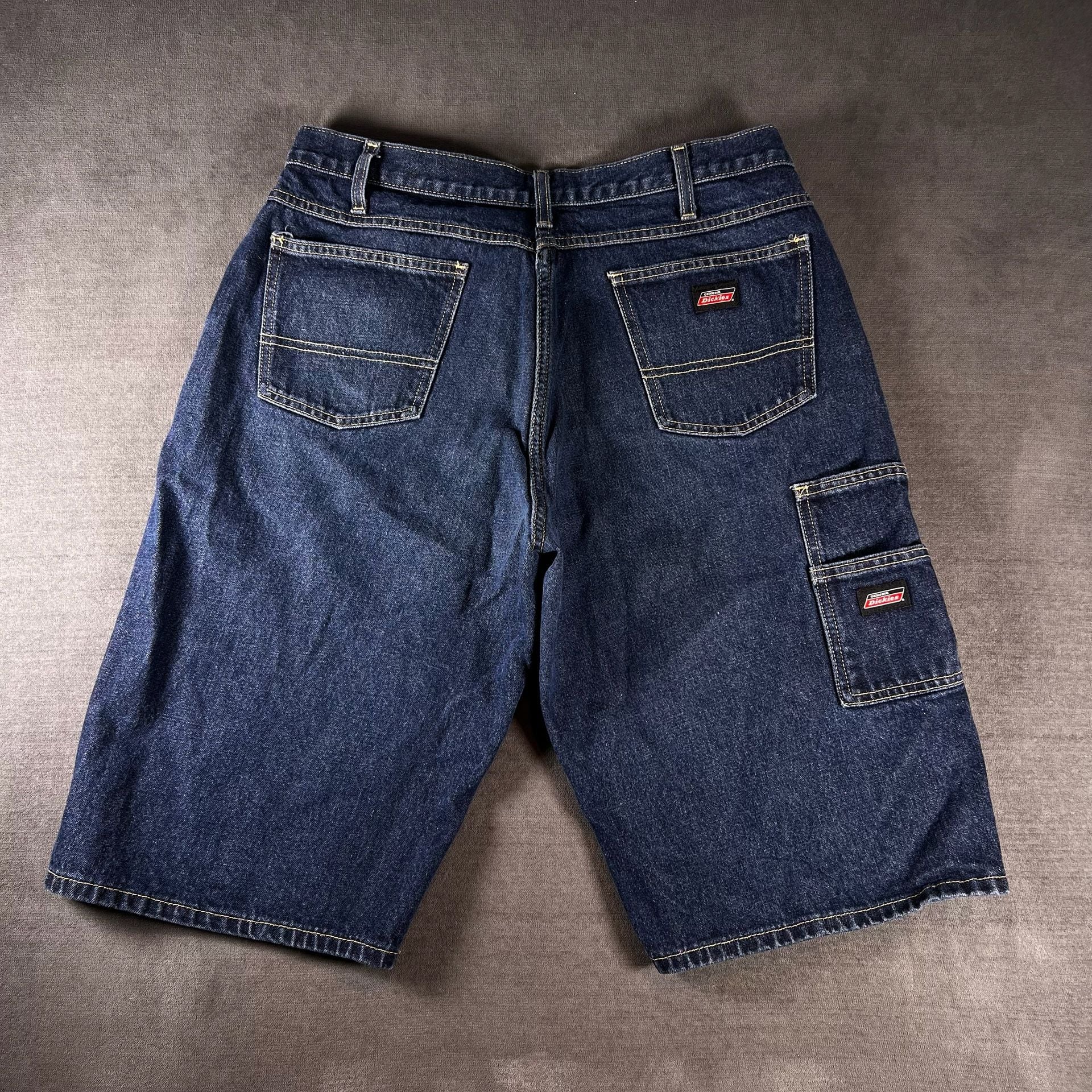 Y2K Dickies Denim Carpenter Jorts Shorts Size 34 Dark Wash Skater Shorts 8