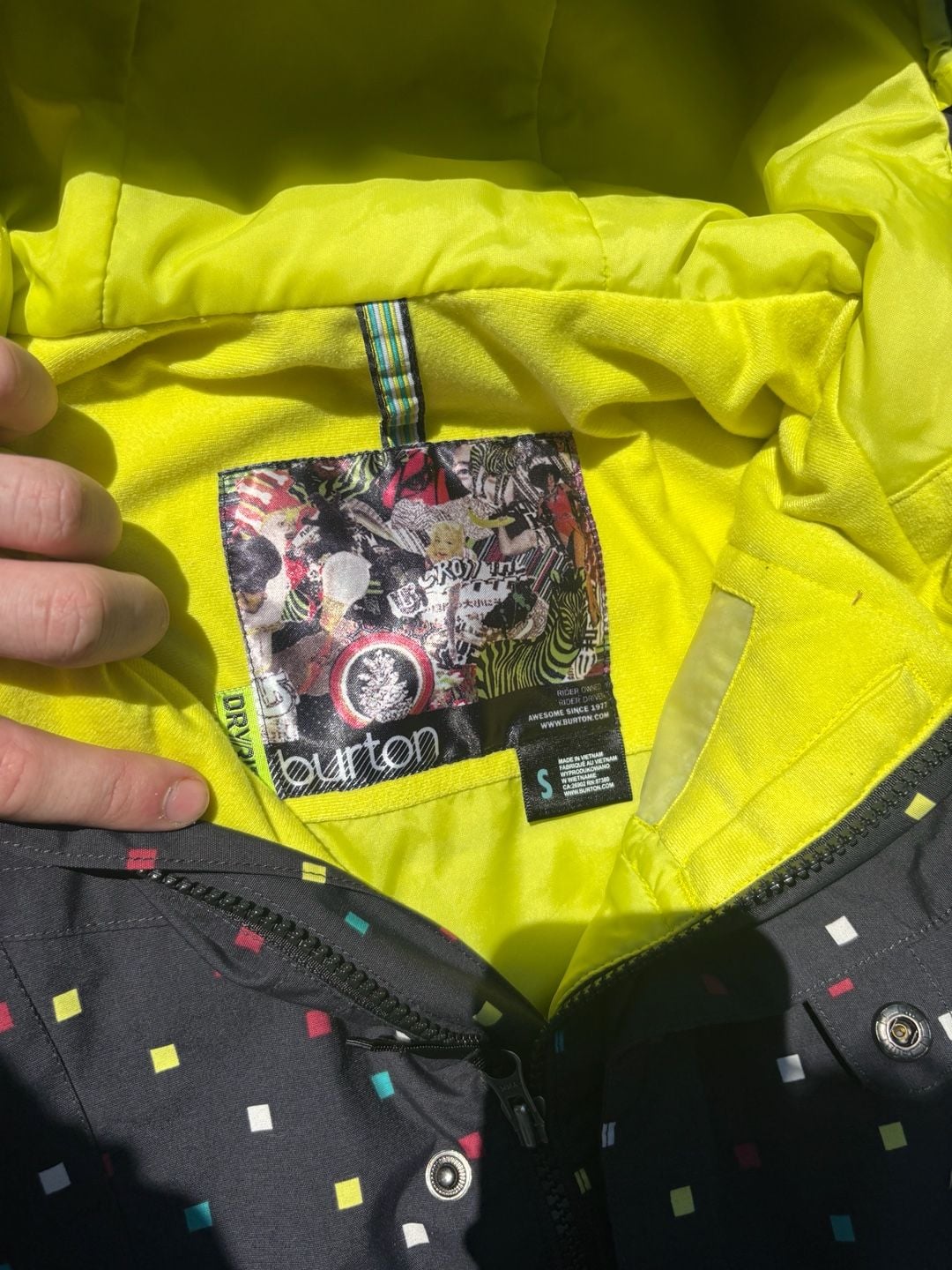 Burton DryRide Ski Snowboard Jacket Size S Black Polka Dot 5