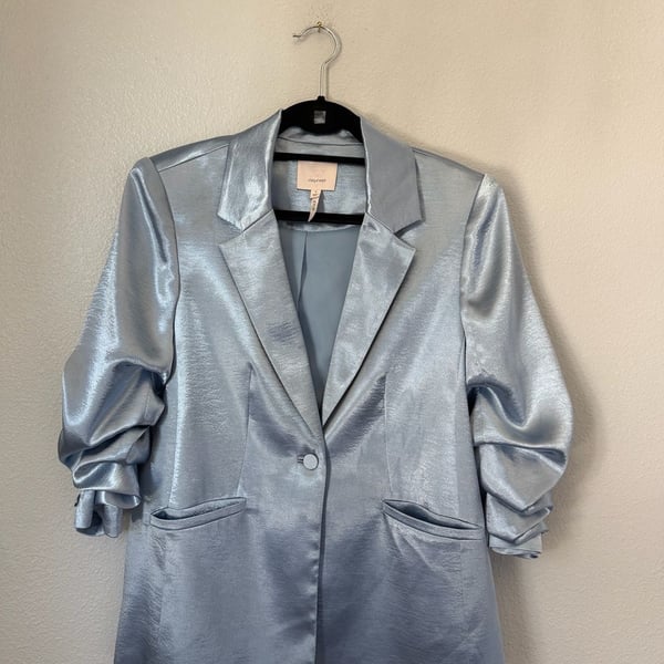 Cinq à Sept Kylie Ruched-Sleeve Satin Blazer Size 6