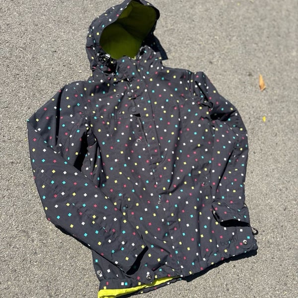 Burton DryRide Ski Snowboard Jacket Size S Black Polka Dot