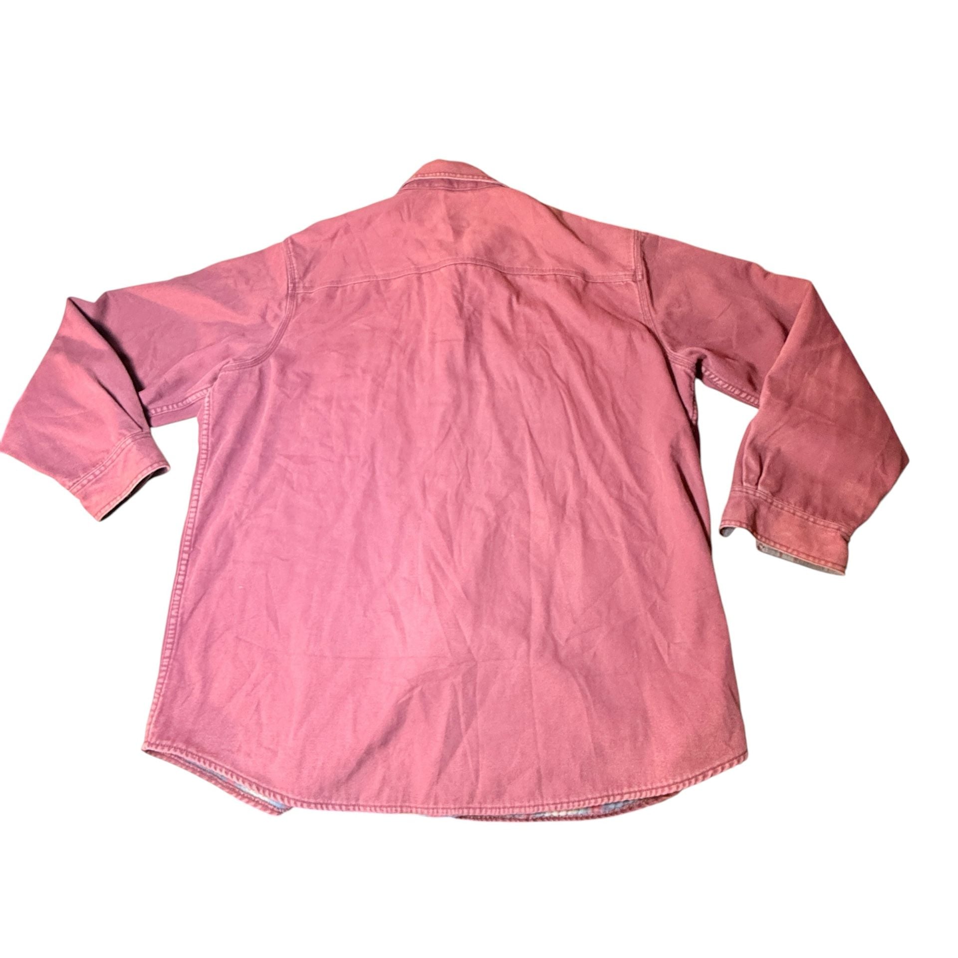 L.L.Bean Lined Flannel Shirt XL-REG Pink Cotton Snap 11
