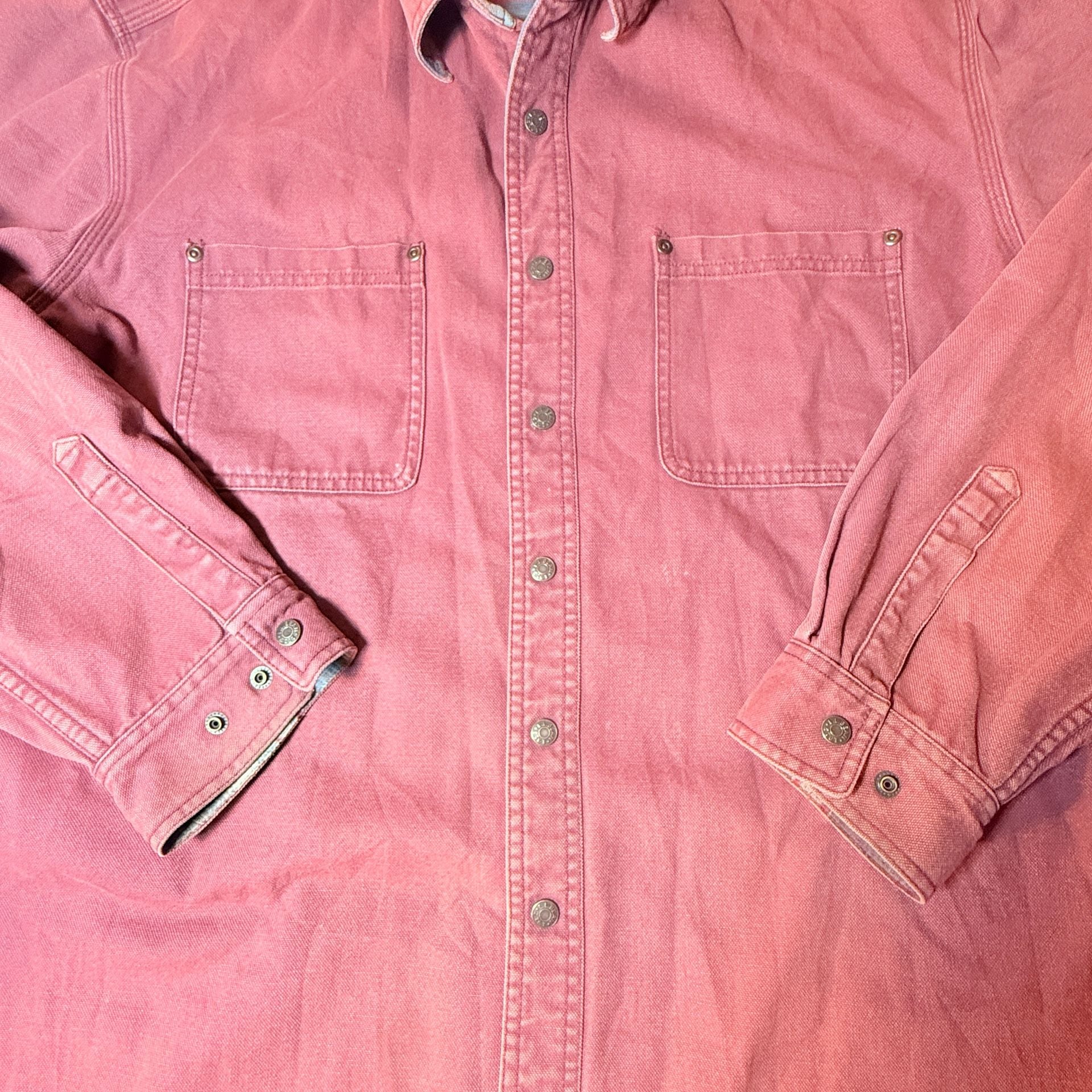 L.L.Bean Lined Flannel Shirt XL-REG Pink Cotton Snap 12