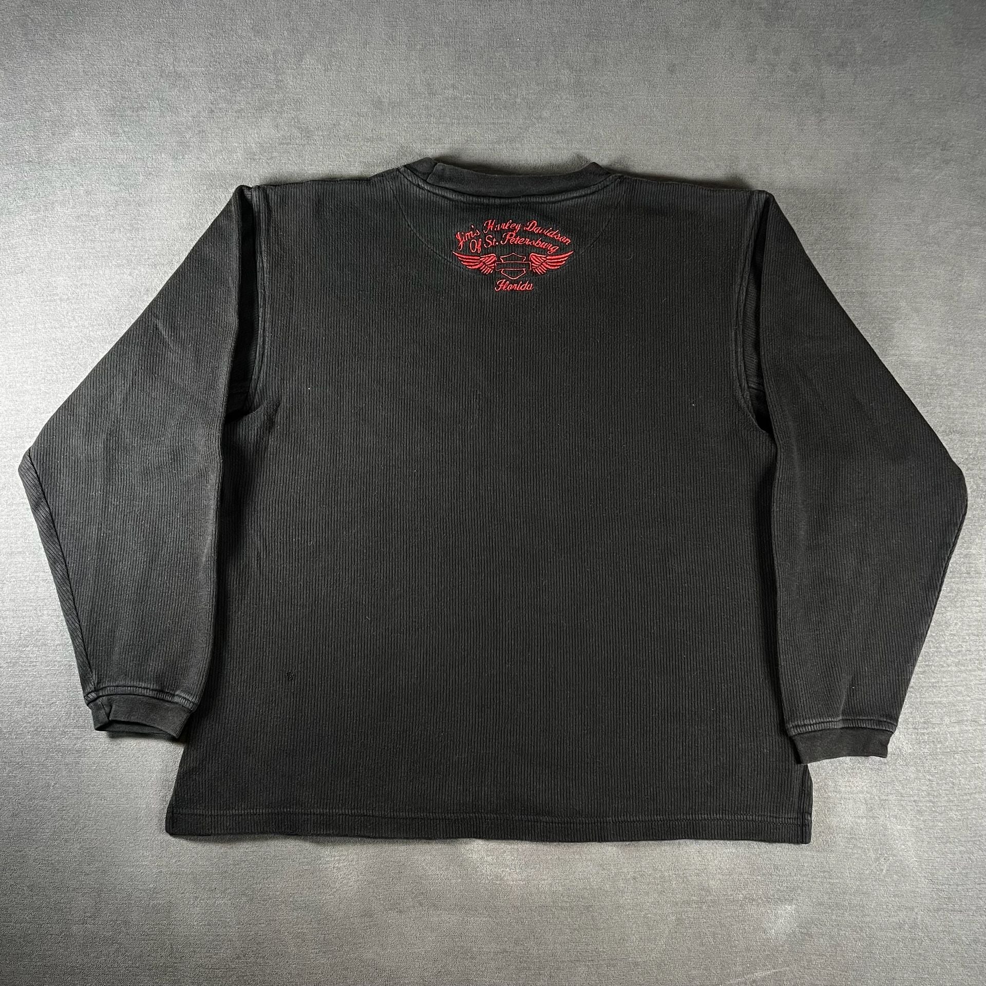 Y2K Harley Davidson Thermal Long Sleeve Shirt Size M Black Florida Dealership 7