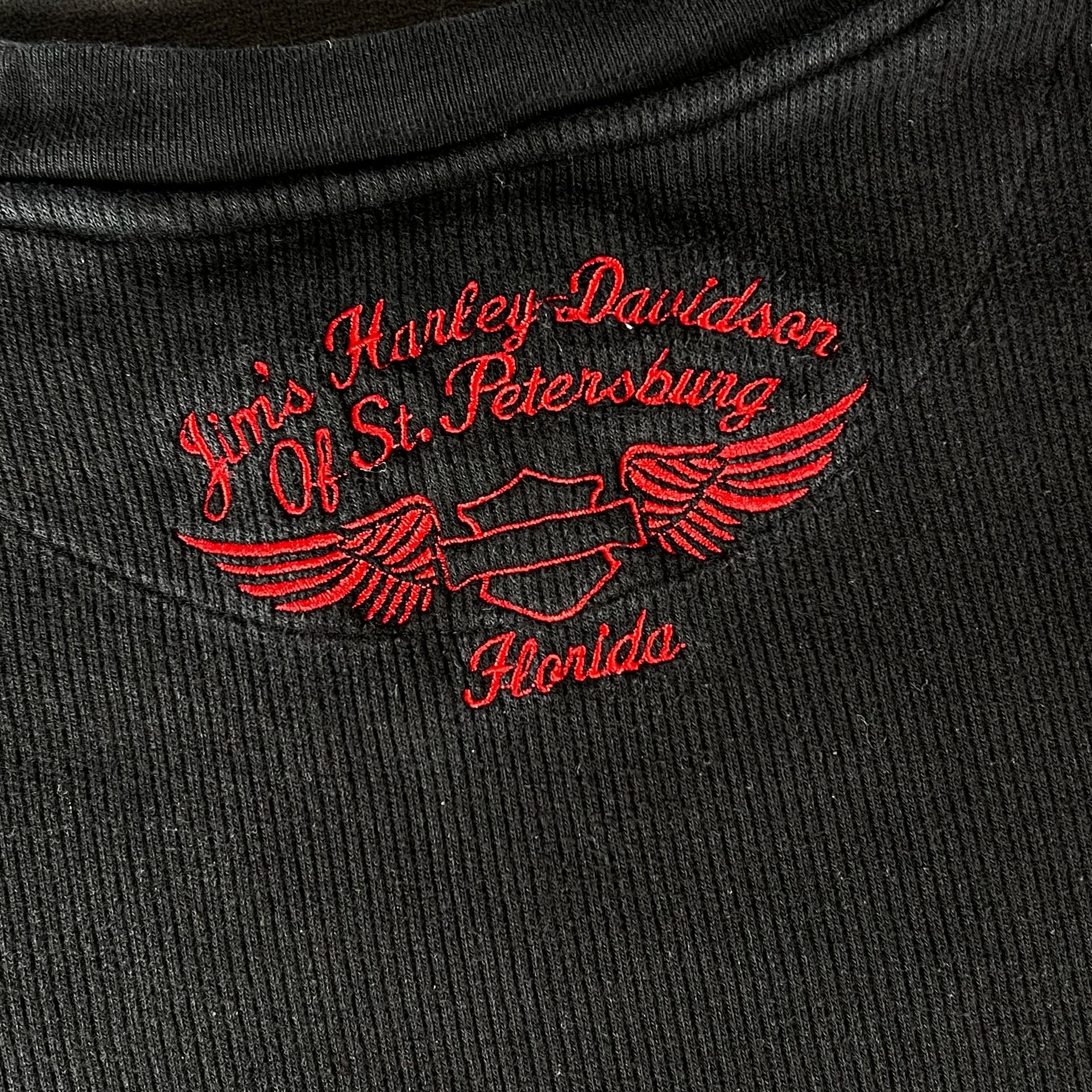 Y2K Harley Davidson Thermal Long Sleeve Shirt Size M Black Florida Dealership 8
