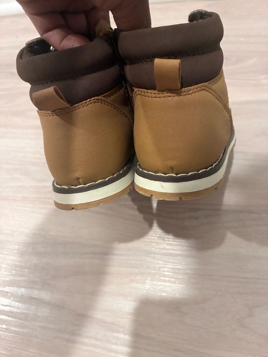 Toddler Boys Contrast Cuff Lace Up Boots - TAN Sz9 6