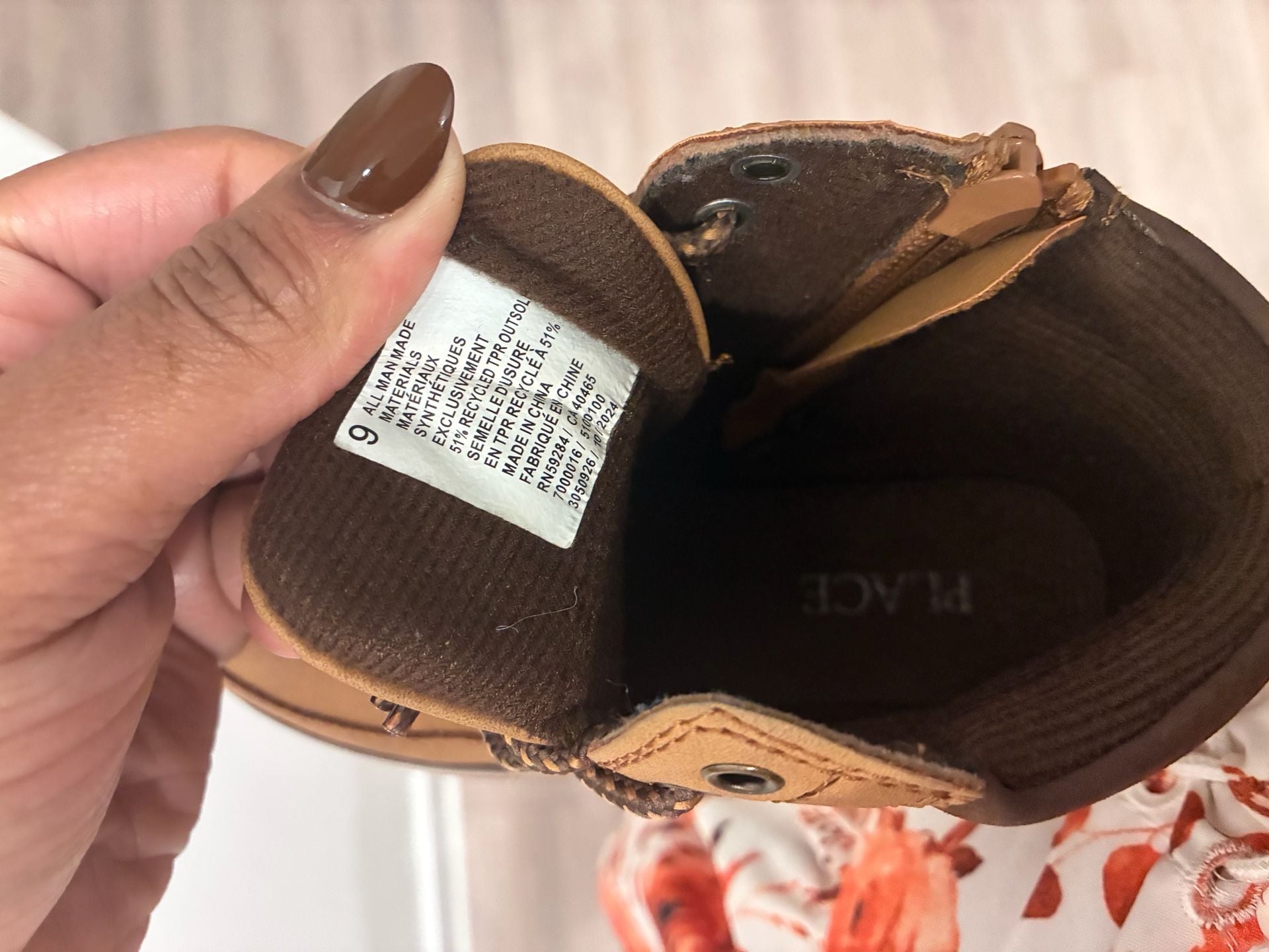 Toddler Boys Contrast Cuff Lace Up Boots - TAN Sz9 8