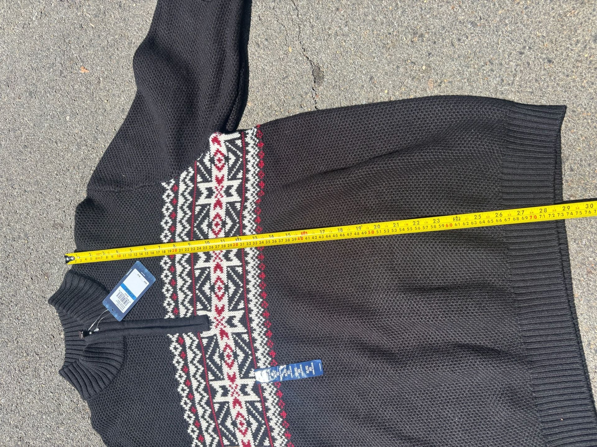 Izod Black Fair Isle 1/4 Zip Pullover Sweater XL 6