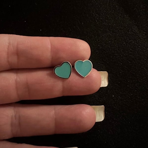 925 Silver Tiffany & Co. Inspired Return to Tiffany Enamel Heart Stud Earrings from Dubai