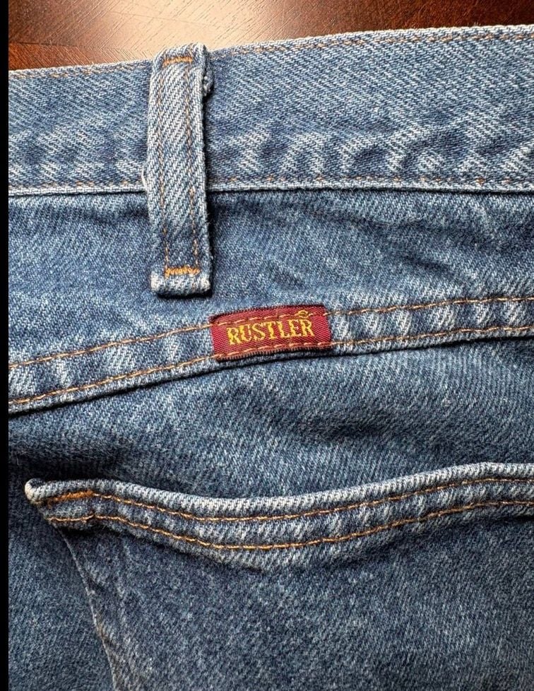 Rustler by Wrangler Men’s 38x30 Vintage Blue Jeans Straight Leg 5