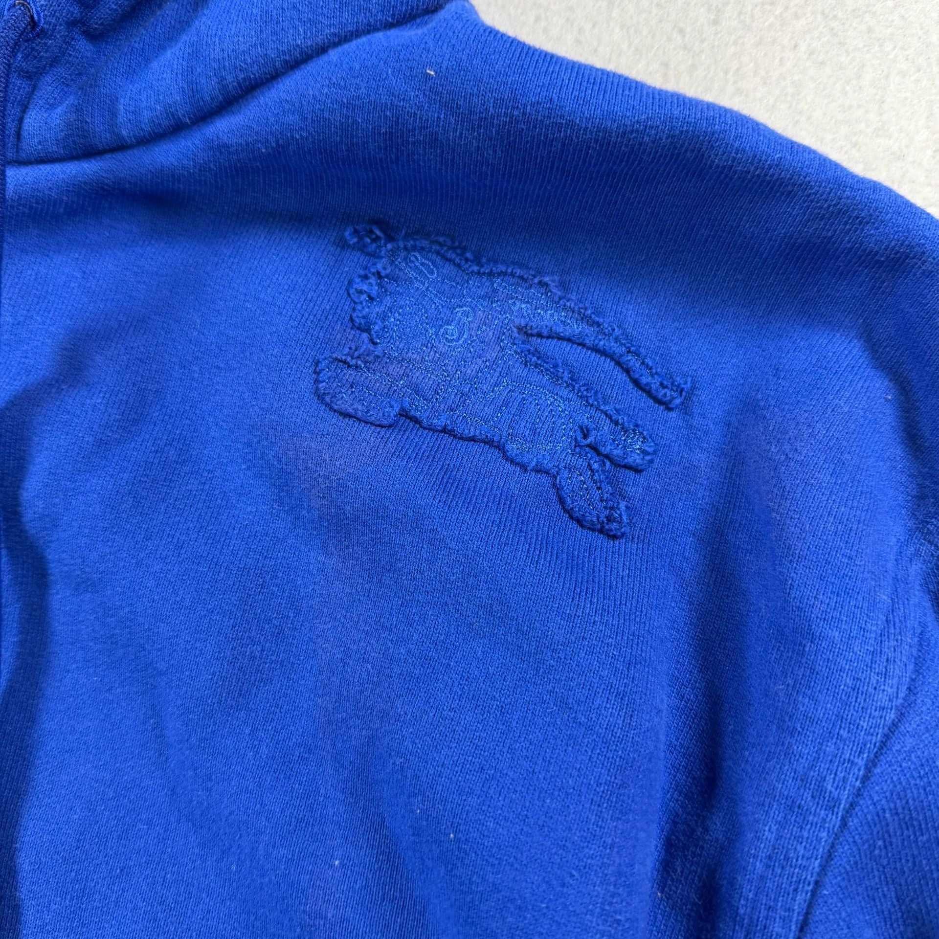 VTG Burberry Blue Full Zip Hoodie with Embroidered Logo and Pockets 3