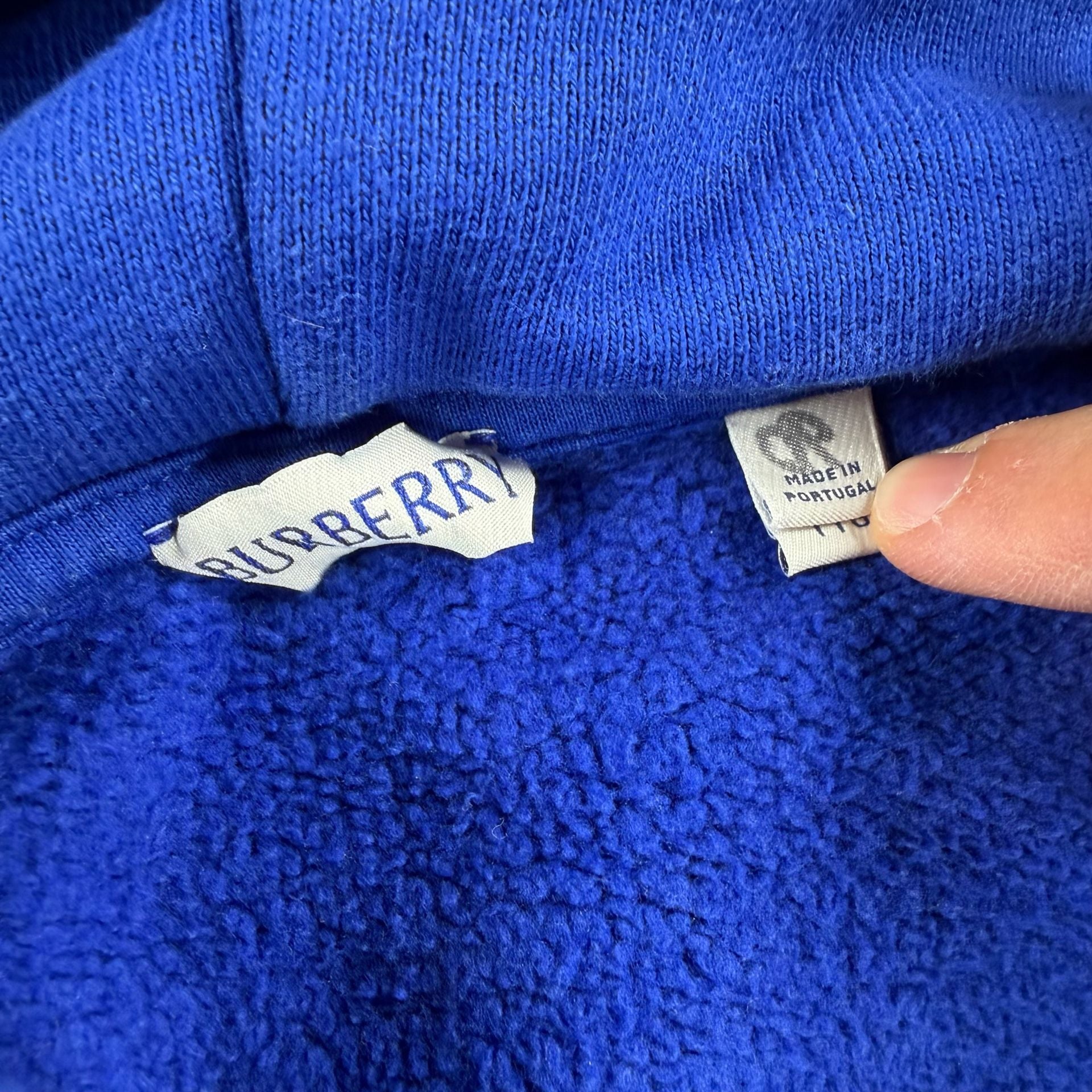 VTG Burberry Blue Full Zip Hoodie with Embroidered Logo and Pockets 7