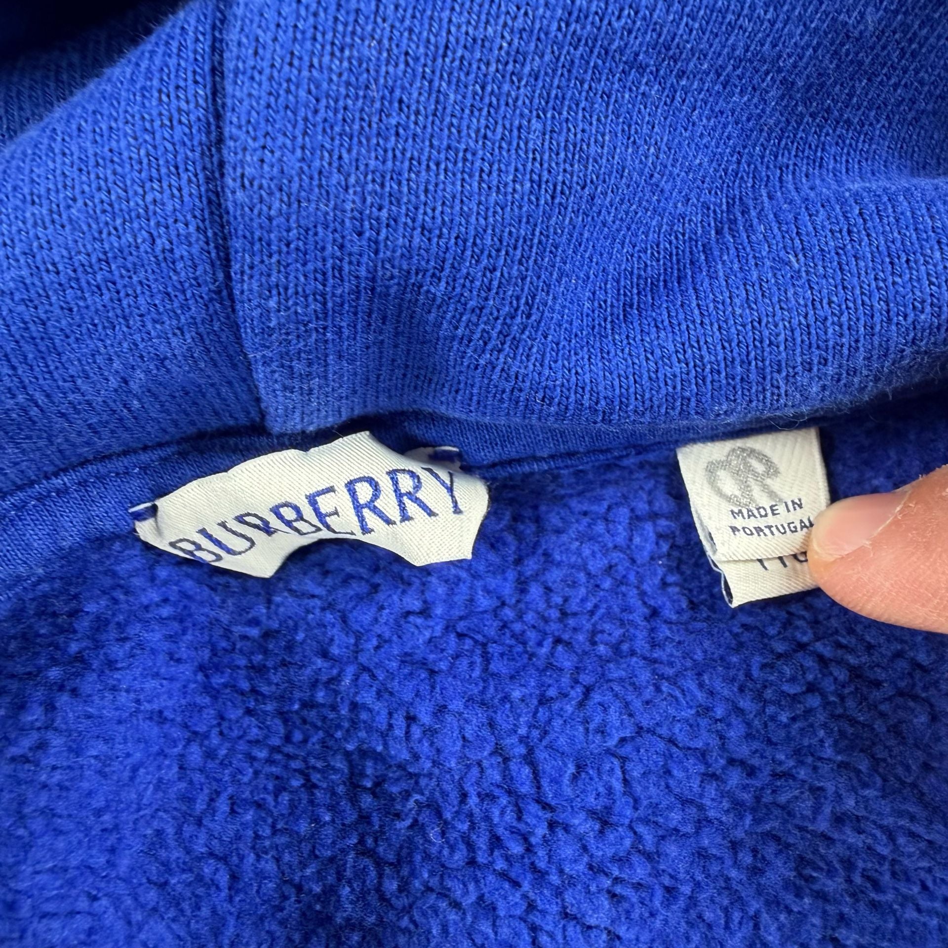 VTG Burberry Blue Full Zip Hoodie with Embroidered Logo and Pockets 9