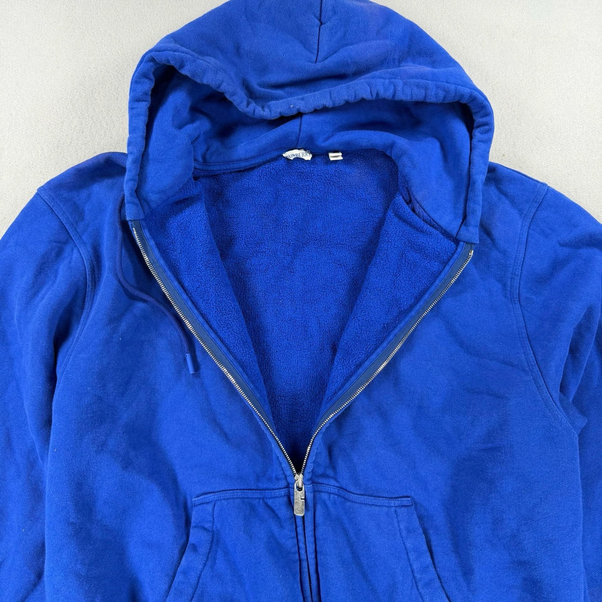 VTG Burberry Blue Full Zip Hoodie with Embroidered Logo and Pockets 10