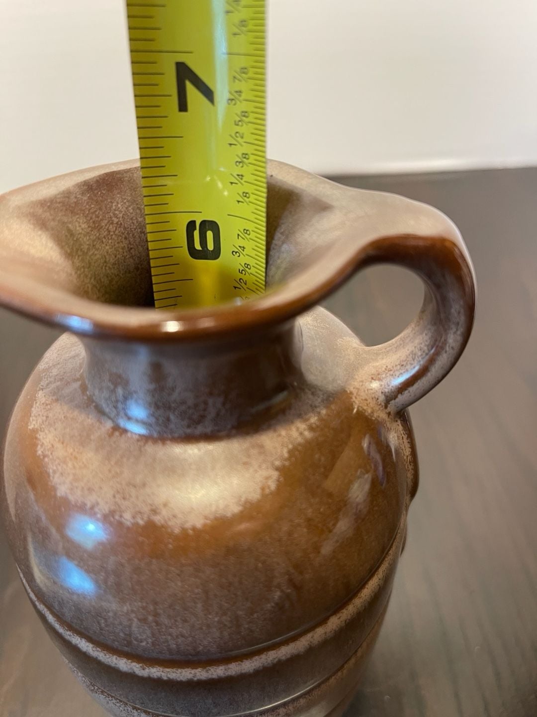 Vintage Frankoma Pottery Ringed Honey / Syrup Jug Pitcher #831 Brown Sand 9