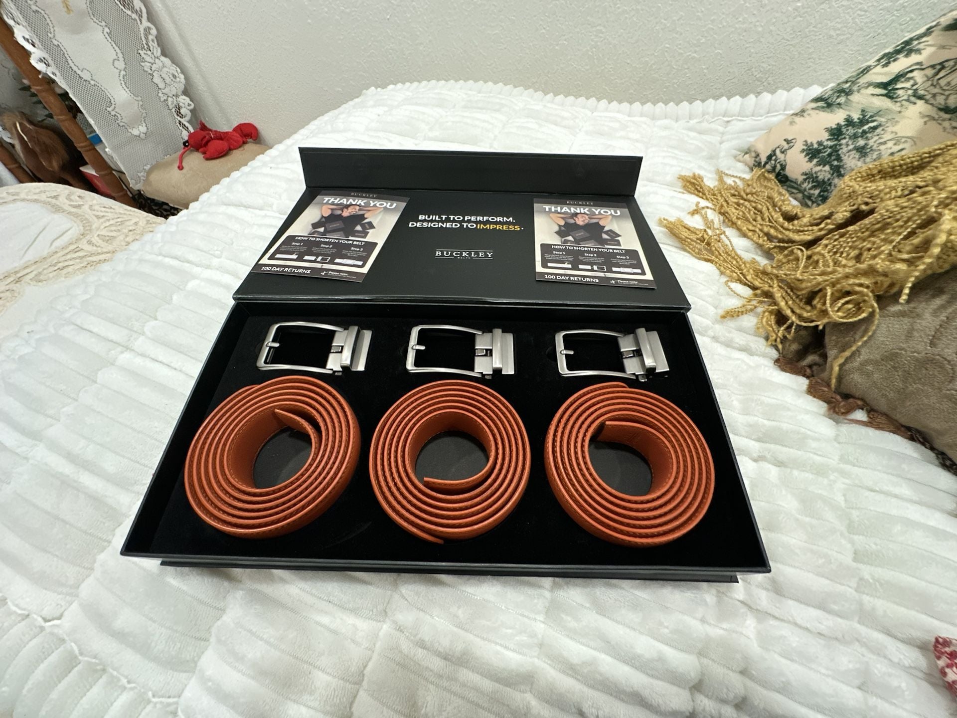 Buckley Belts Leather Ratchet Belt Set Cognac Orange 2