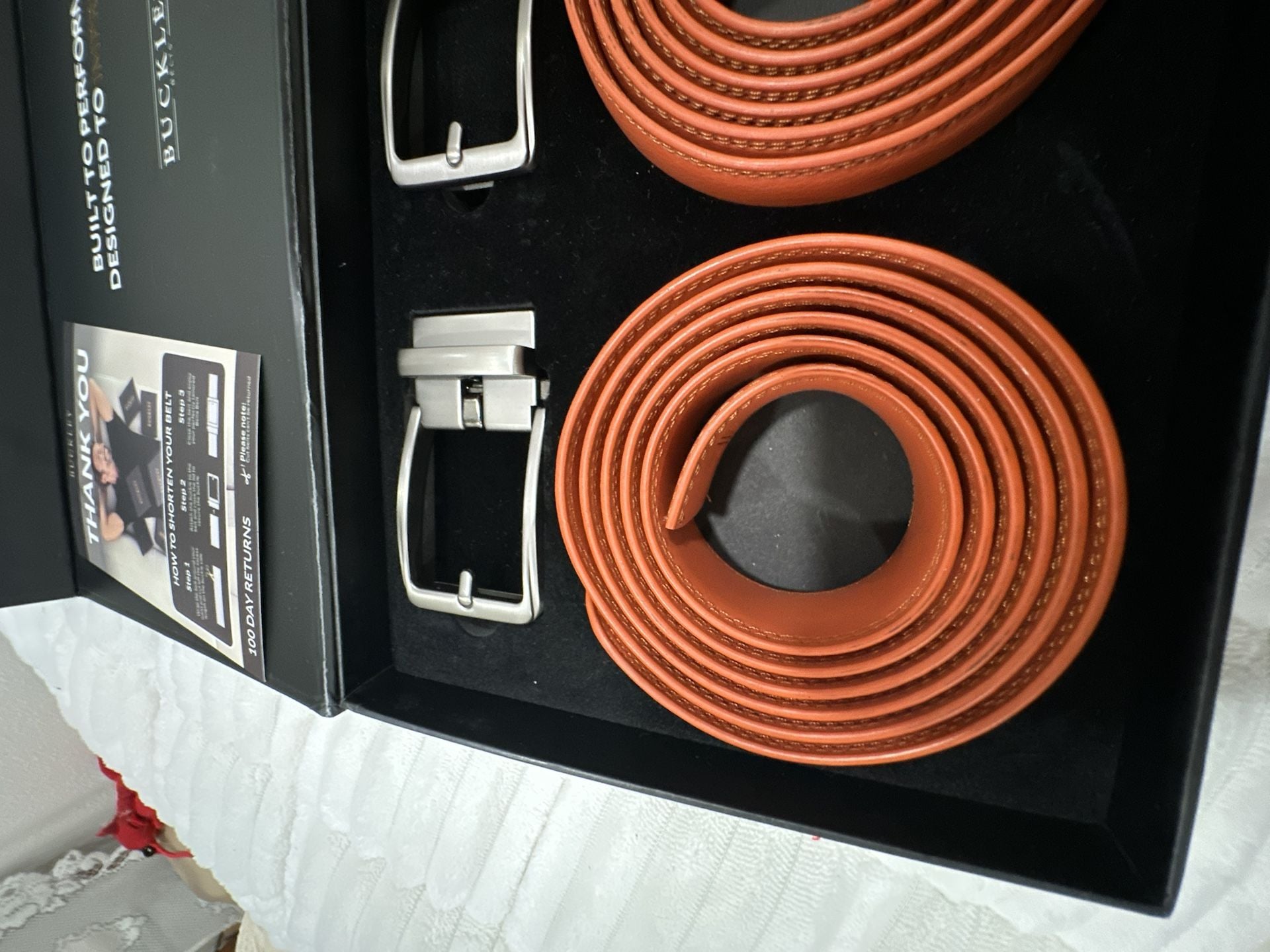 Buckley Belts Leather Ratchet Belt Set Cognac Orange 3