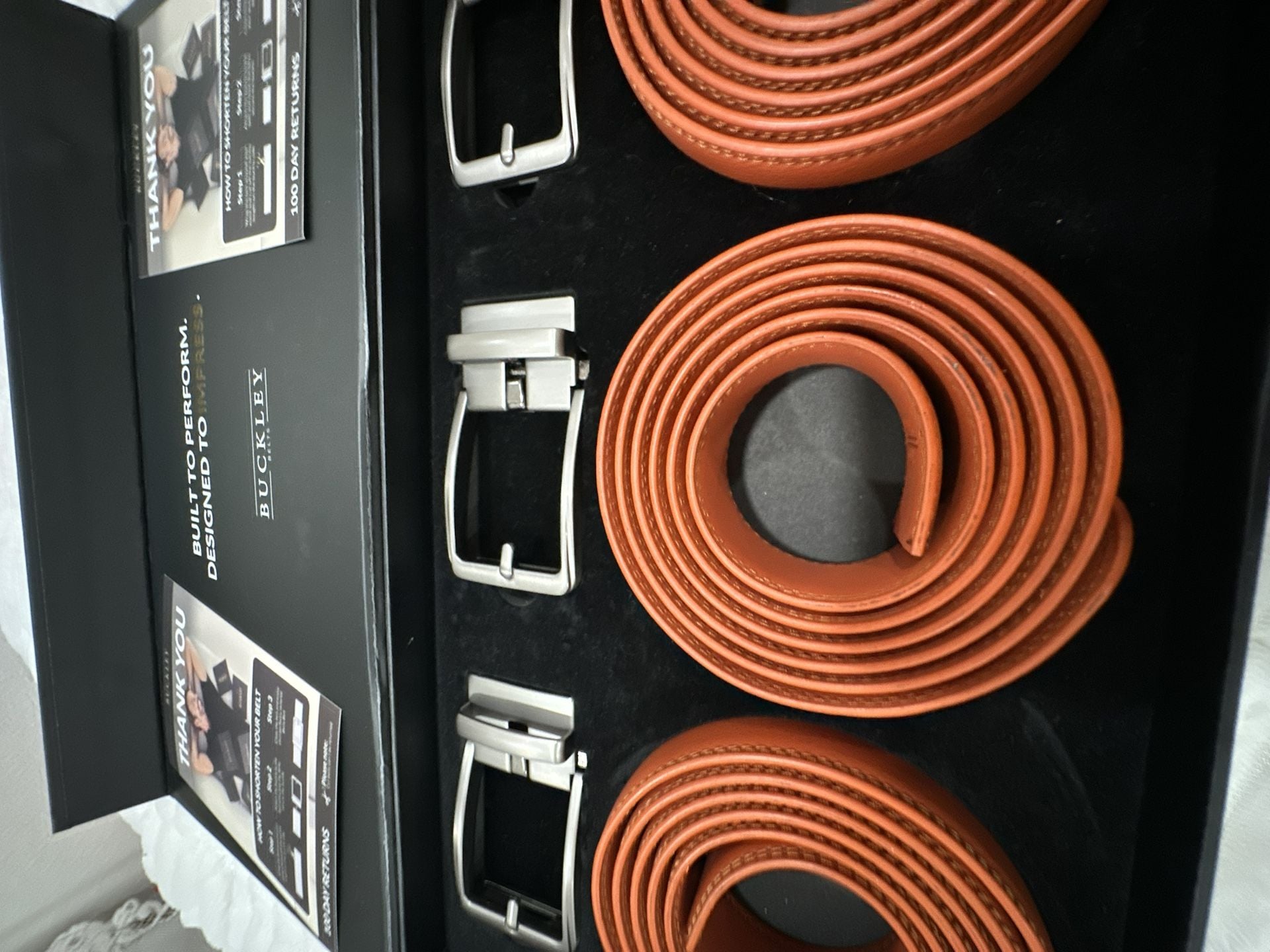 Buckley Belts Leather Ratchet Belt Set Cognac Orange 4