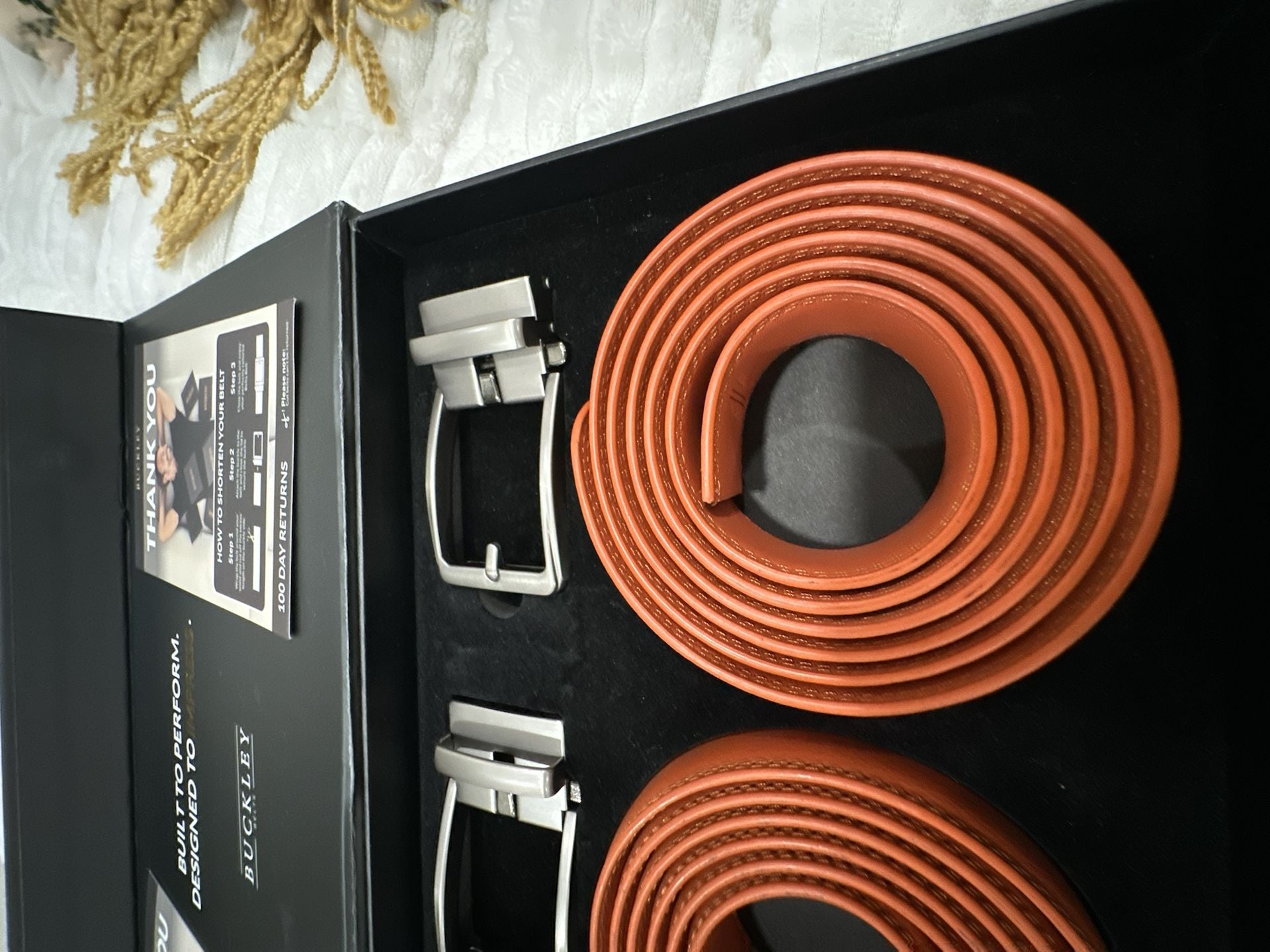 Buckley Belts Leather Ratchet Belt Set Cognac Orange 5