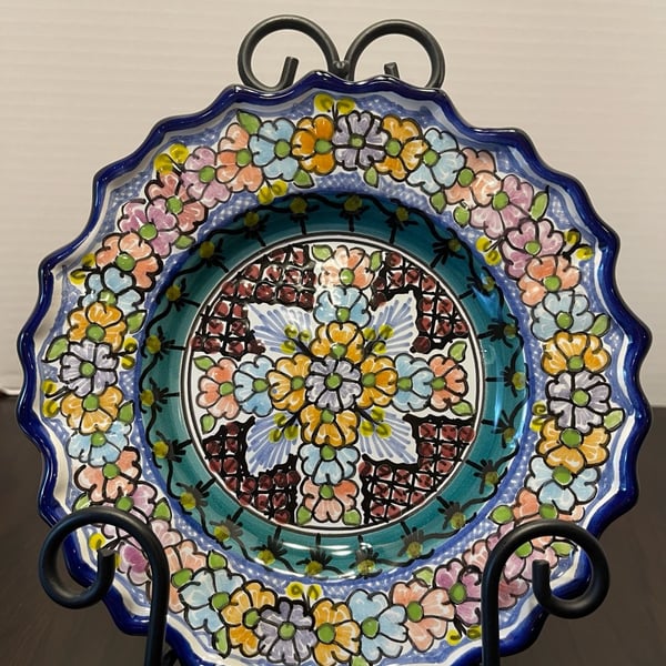 Leal Talavera Mexican Hand Painted Ceramic Plate 8.5"