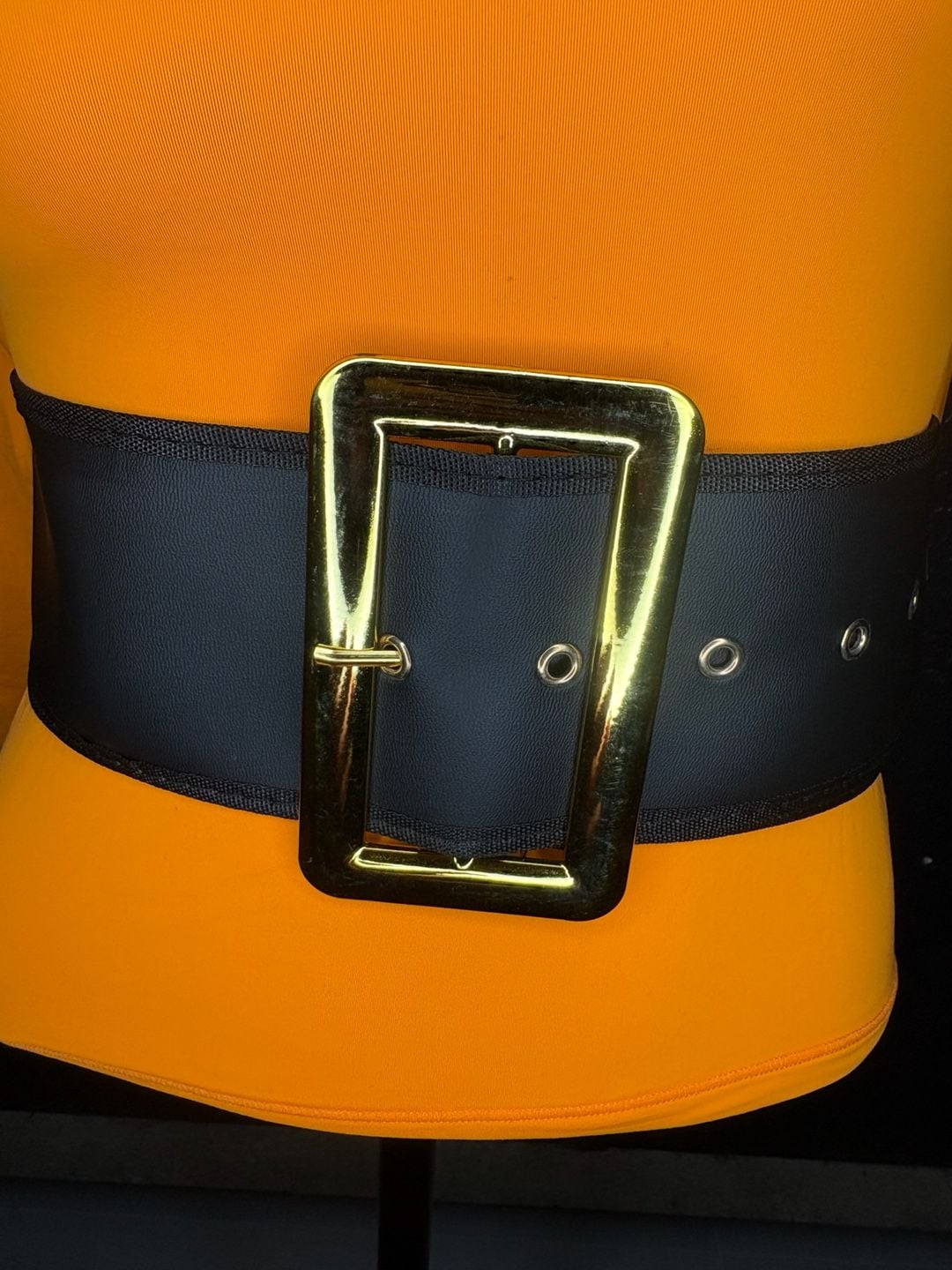 Unbranded Black Wide Belt with Gold Buckle 2