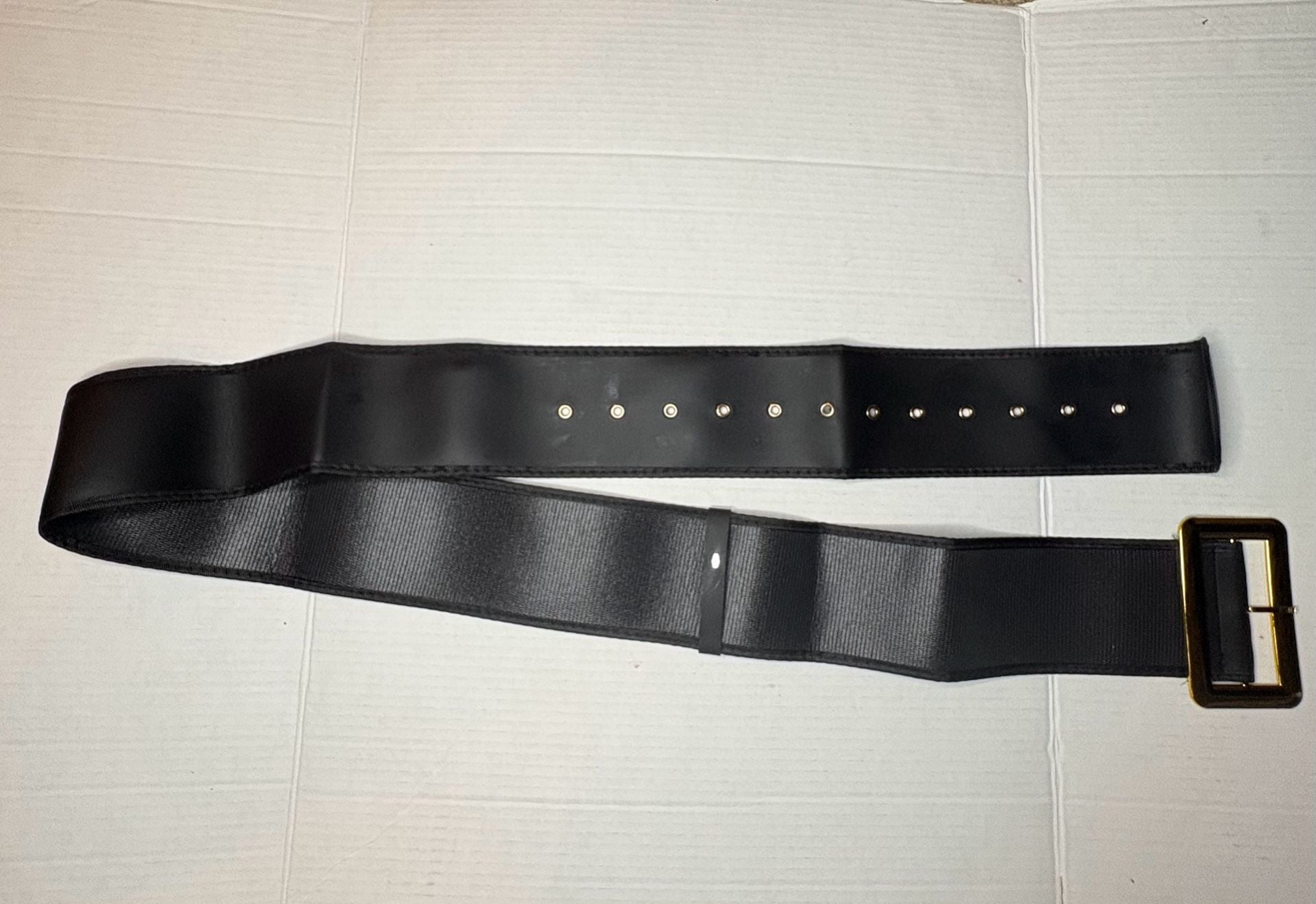 Unbranded Black Wide Belt with Gold Buckle 3