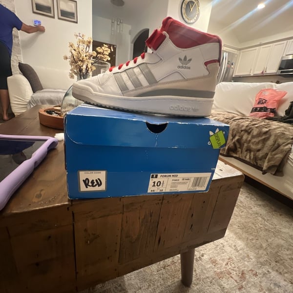 Adidas Forum Mid Size 10.5 White Red Grey