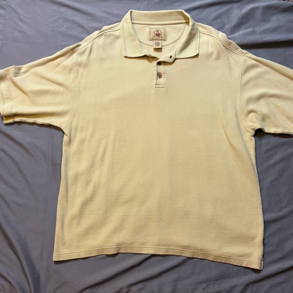 Joe Marlin Polo Shirt Size XL Yellow Textured Cotton Rayon