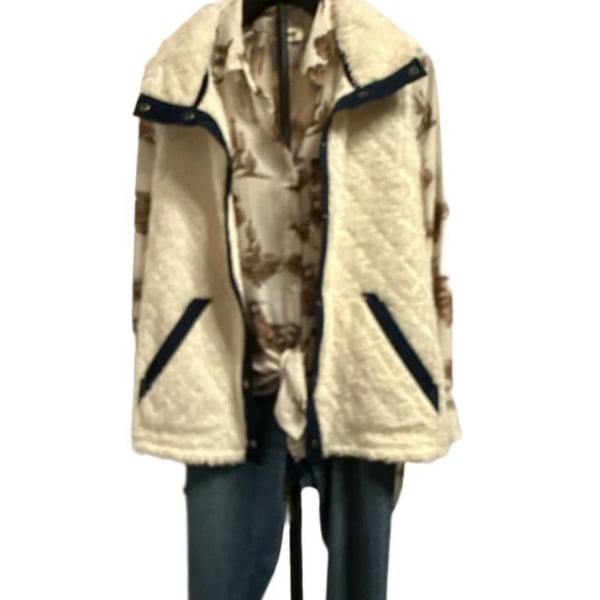 Marmot Sherpa Vest Size L White Fleece Quilted Outdoor button up