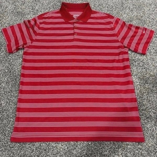Nike Golf Polo Shirt Size XL Red Striped Dri-Fit Tour Performance
