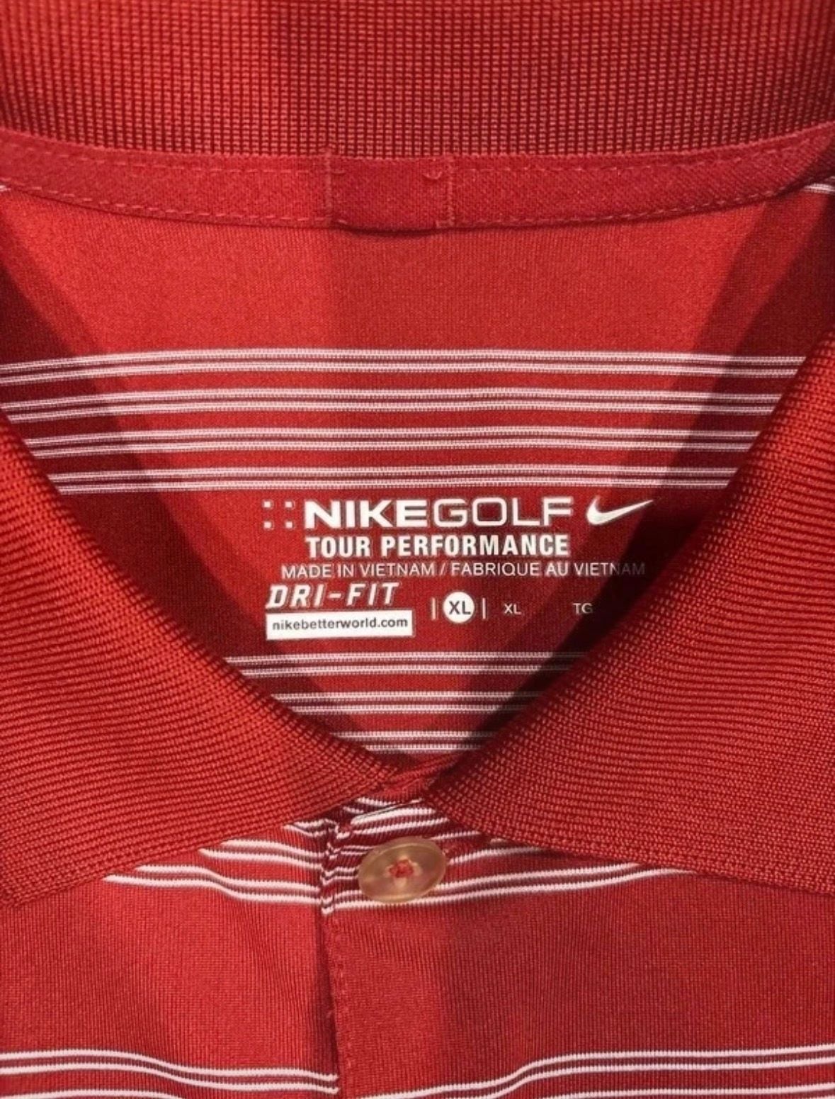 Nike Golf Polo Shirt Size XL Red Striped Dri-Fit Tour Performance 3