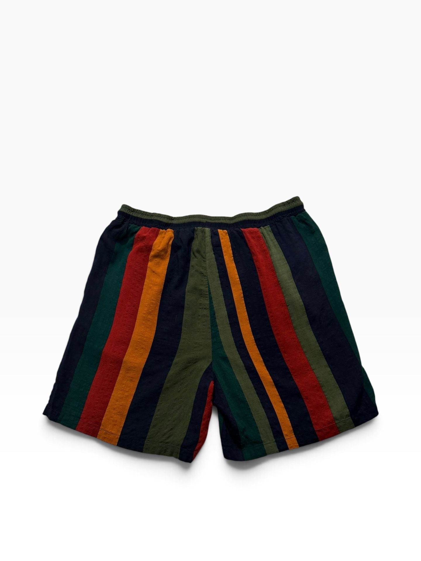 SHEIN Men Contrast Striped Print Drawstring Waist Shorts Colorful Vacation 4