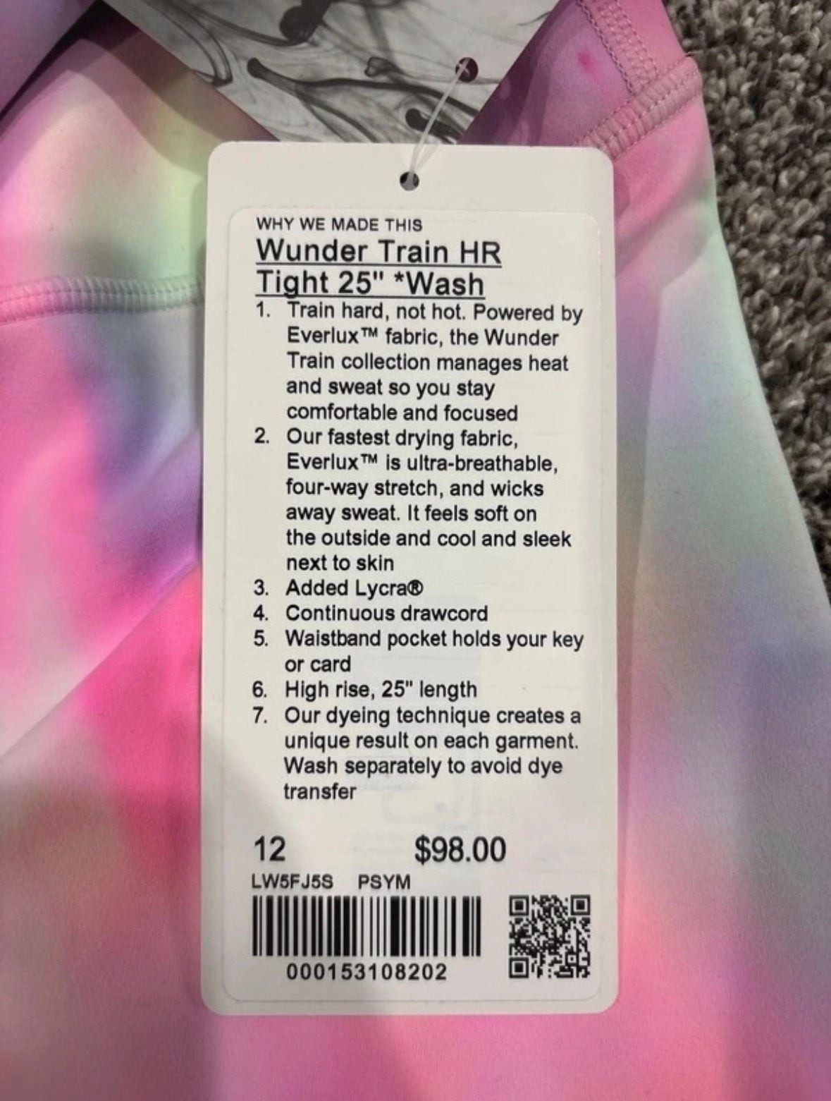 Lululemon Wunder Train HR Tight 25" Size 12 Psychedelic Wash 4