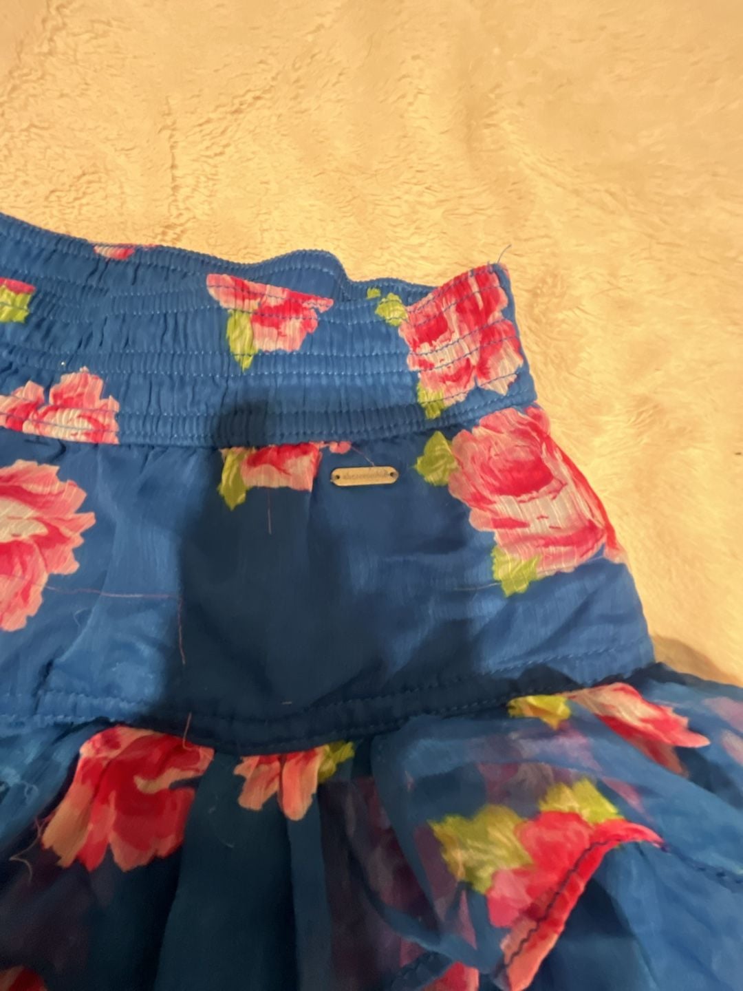 Abercrombie Kids Ruffle Skirt Size XL Blue Pink Floral Chiffon Tiered 4