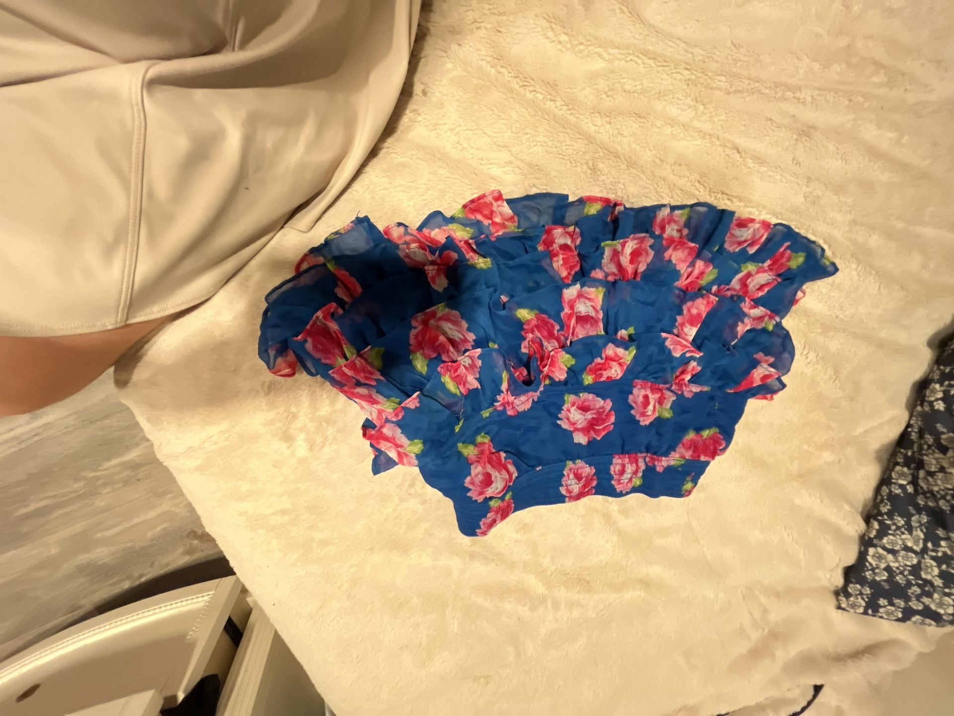 Abercrombie Kids Ruffle Skirt Size XL Blue Pink Floral Chiffon Tiered 6