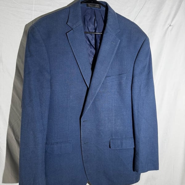 Lauren Ralph Lauren Mens Blazer Silk Wool Sport Coat Preppy Blue 44R