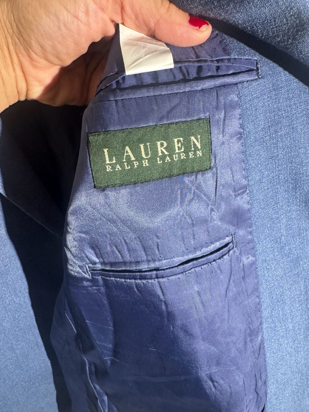 Lauren Ralph Lauren Mens Blazer Silk Wool Sport Coat Preppy Blue 44R 3