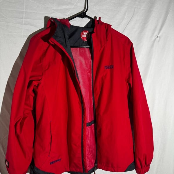 Kolon Outdoor Mens Jacket Windstopper Gore Shell Hood Hiking Red Large