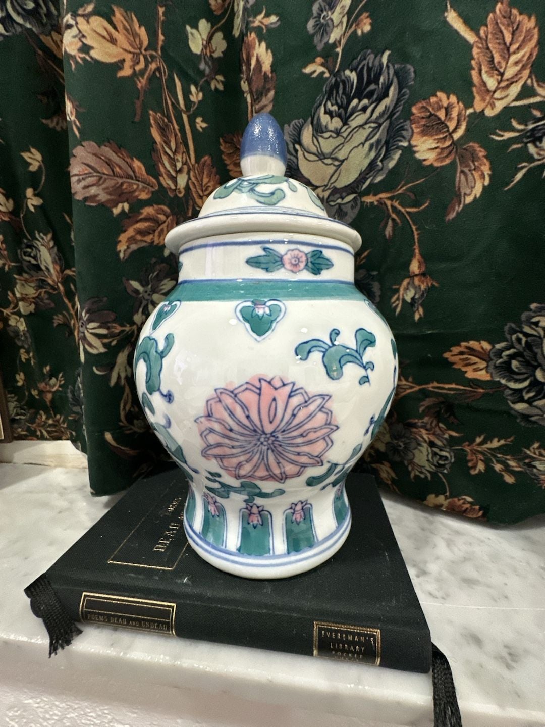 Vintage Ginger Jar Vase With Floral Design 8.5" in Tall - , 9