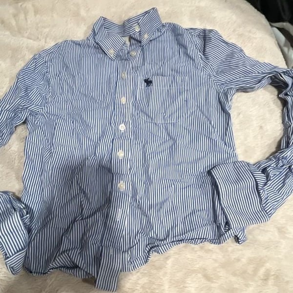 Abercrombie Kids Size M Blue White Striped Button-Up Shirt