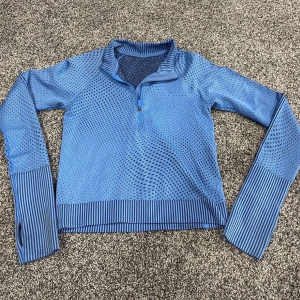 Lululemon Rest Less Cropped Half-Zip Pullover Blue Grid Warp