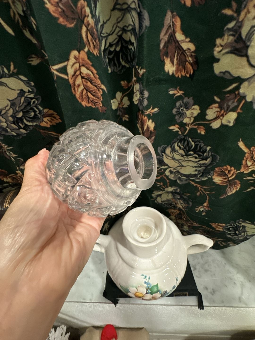 McCoy Pottery Vintage Floral Candle Lamp With Handles And Globe 6