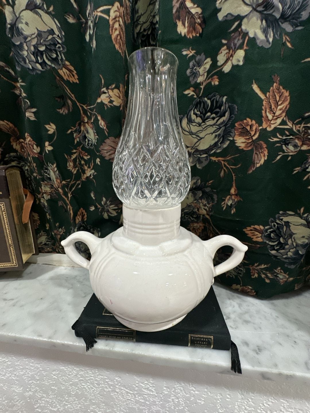 McCoy Pottery Vintage Floral Candle Lamp With Handles And Globe 10
