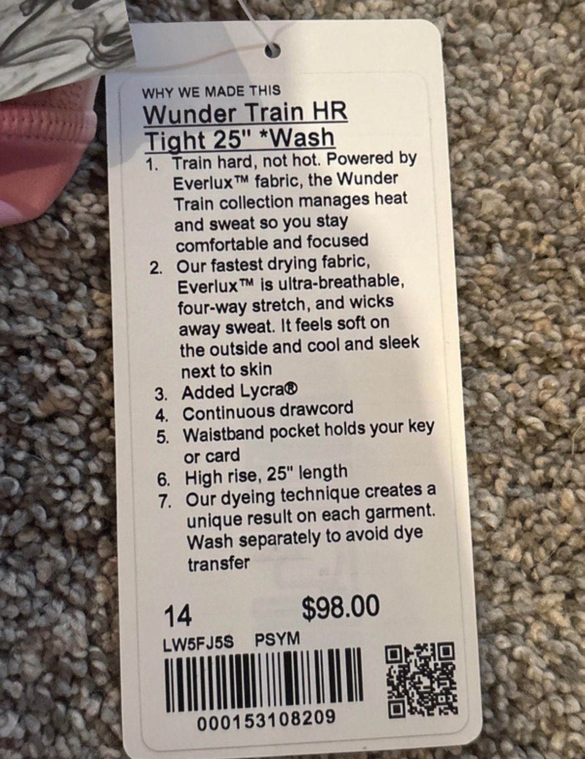 Lululemon Wunder Train HR Tight 25" Size 14 Multi Wash Leggings 4