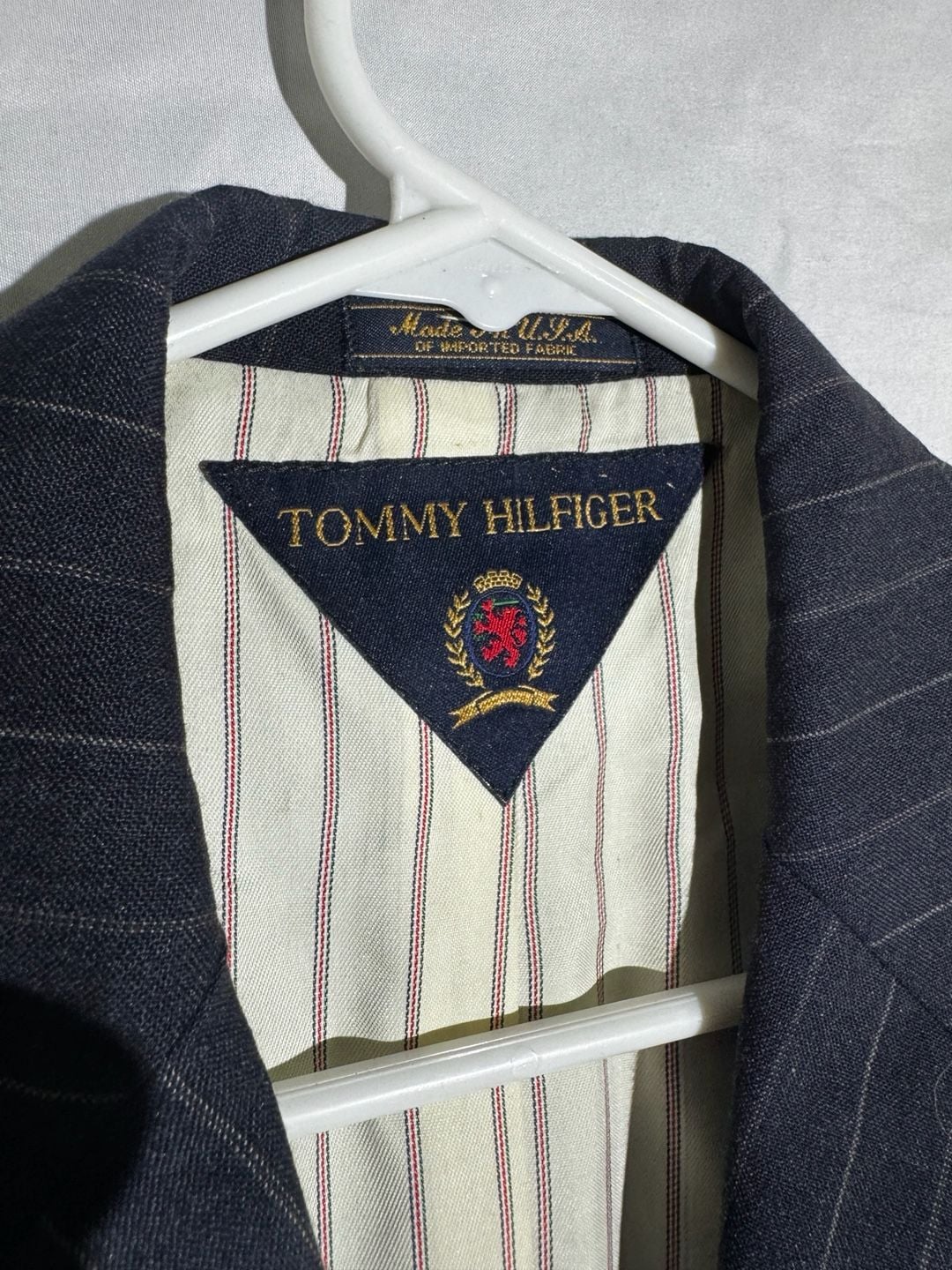 Tommy Hilfiger Mens Blazer Pinstripe Wool Made USA Gadzooks Vintage Navy 4