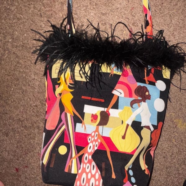 Art Deco Jazz Flapper Feather Tote Bag