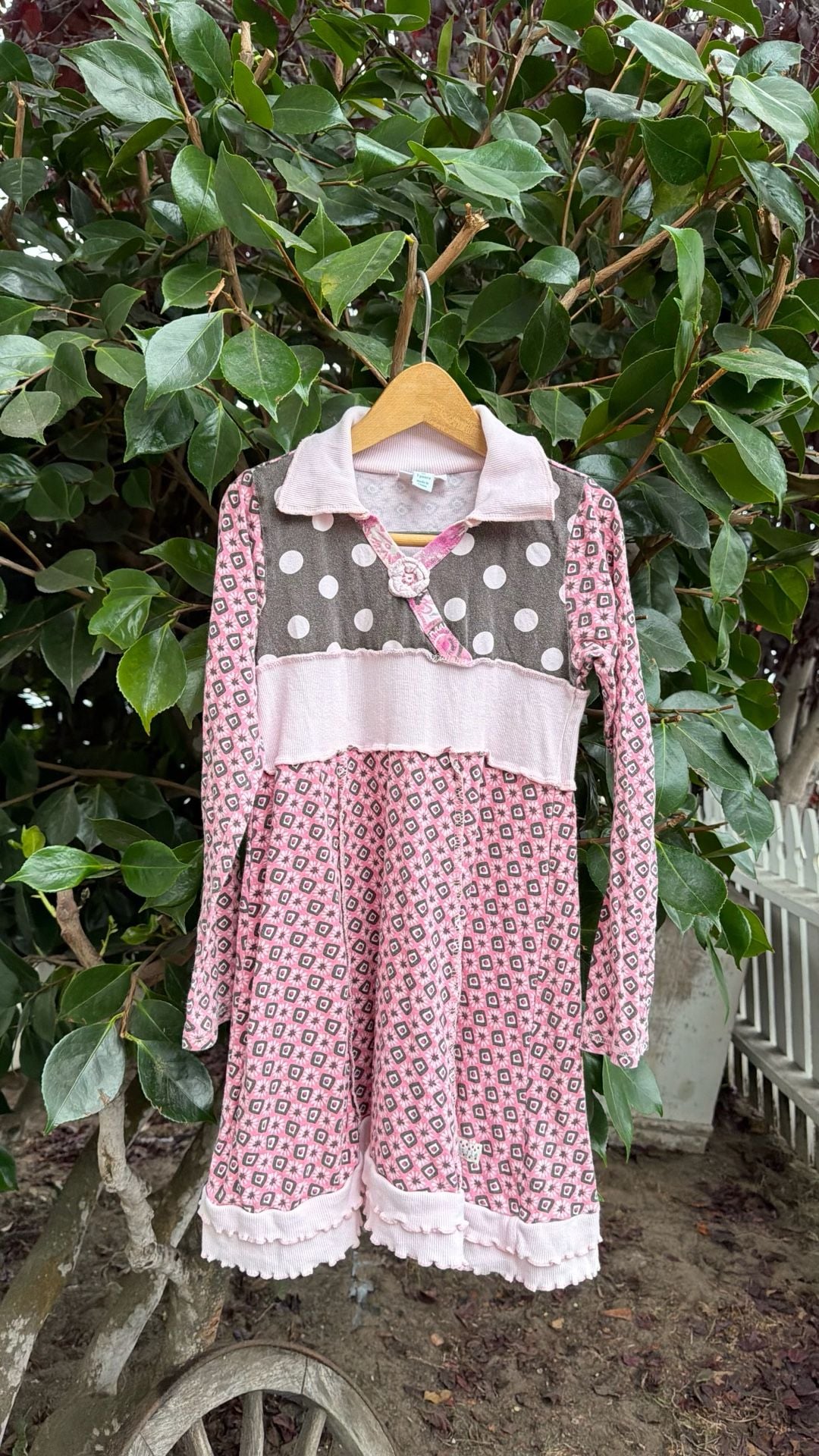 Naartjie Kids Dress Pink Geometric Print Long Sleeve Dress 2